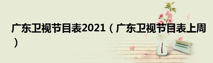 广东卫视节目表2021（广东卫视节目表上周）