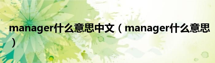 manager什么意思中文（manager什么意思）