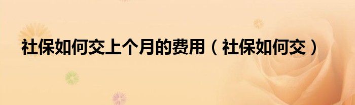 社保如何交上个月的费用（社保如何交）