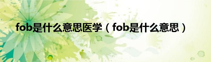 fob是什么意思医学（fob是什么意思）