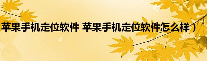 苹果手机定位软件 苹果手机定位软件怎么样）