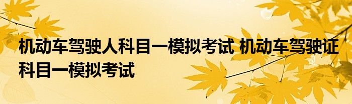 机动车驾驶人科目一模拟考试 机动车驾驶证科目一模拟考试