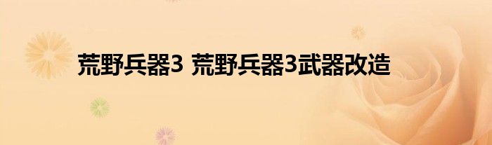 荒野兵器3 荒野兵器3武器改造