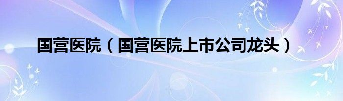 国营医院（国营医院上市公司龙头）