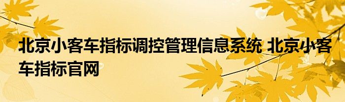 北京小客车指标调控管理信息系统 北京小客车指标官网