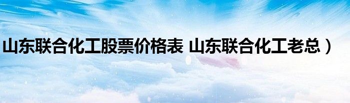 山东联合化工股票价格表 山东联合化工老总）