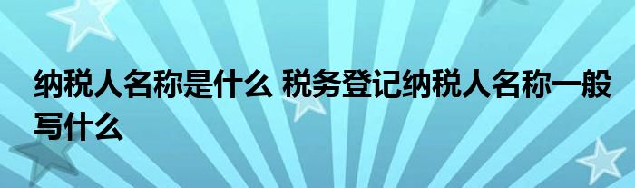 纳税人名称是什么 税务登记纳税人名称一般写什么