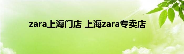 zara上海门店 上海zara专卖店