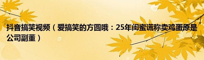 抖音搞笑视频（爱搞笑的方圆哦：25年闺蜜谎称卖鸡蛋原是公司副董）