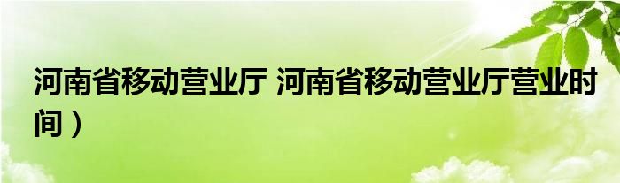 河南省移动营业厅 河南省移动营业厅营业时间）