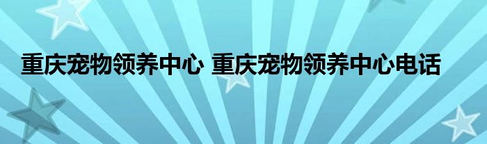 重庆宠物领养中心 重庆宠物领养中心电话