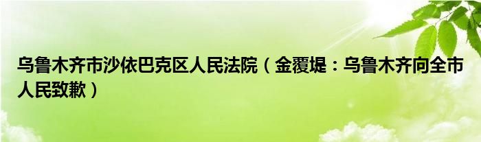 乌鲁木齐市沙依巴克区人民法院（金覆堤：乌鲁木齐向全市人民致歉）