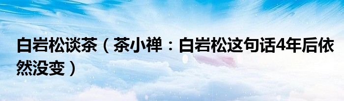 白岩松谈茶（茶小禅：白岩松这句话4年后依然没变）