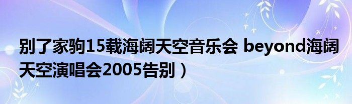 别了家驹15载海阔天空音乐会 beyond海阔天空演唱会2005告别）