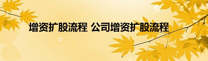 增资扩股流程 公司增资扩股流程