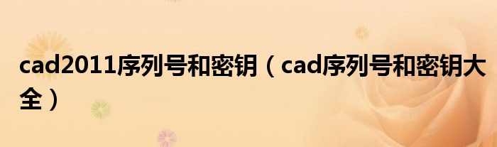 cad2011序列号和密钥（cad序列号和密钥大全）