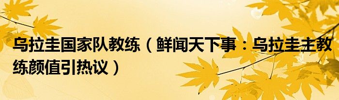 乌拉圭国家队教练（鲜闻天下事：乌拉圭主教练颜值引热议）