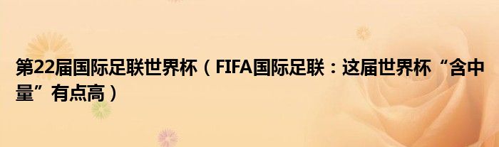 第22届国际足联世界杯（FIFA国际足联：这届世界杯“含中量”有点高）