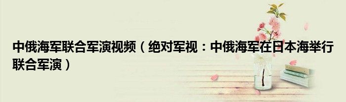 中俄海军联合军演视频（绝对军视：中俄海军在日本海举行联合军演）