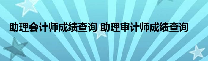 助理会计师成绩查询 助理审计师成绩查询