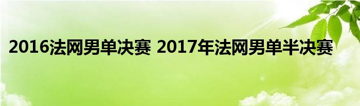 2016法网男单决赛 2017年法网男单半决赛