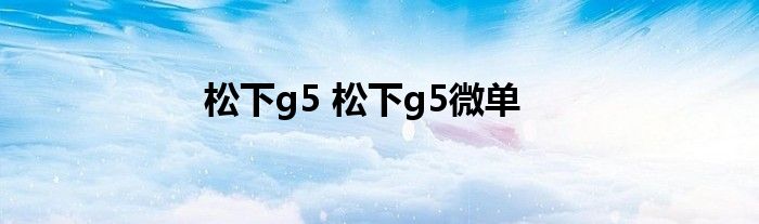 松下g5 松下g5微单