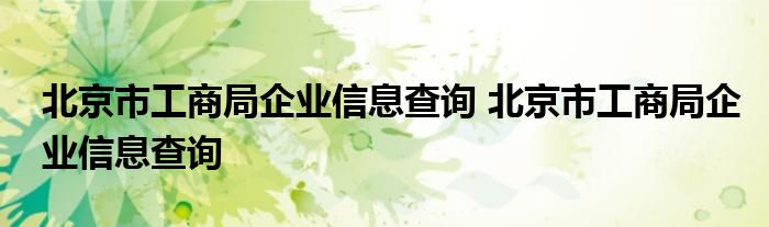 北京市工商局企业信息查询 北京市工商局企业信息查询