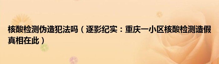 核酸检测伪造犯法吗（逐影纪实：重庆一小区核酸检测造假真相在此）