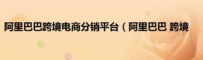 阿里巴巴跨境电商分销平台（阿里巴巴 跨境