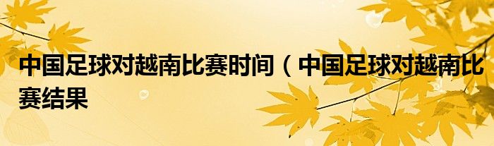 中国足球对越南比赛时间（中国足球对越南比赛结果