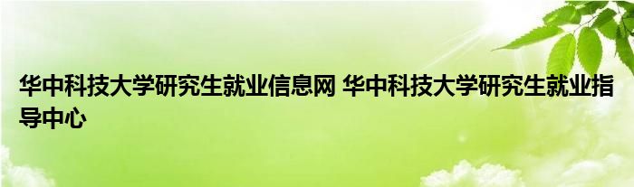 华中科技大学研究生就业信息网 华中科技大学研究生就业指导中心