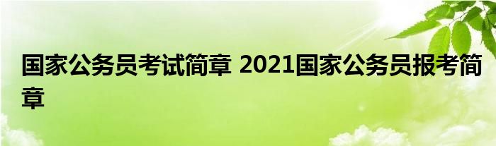 国家公务员考试简章 2021国家公务员报考简章