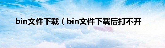 bin文件下载（bin文件下载后打不开