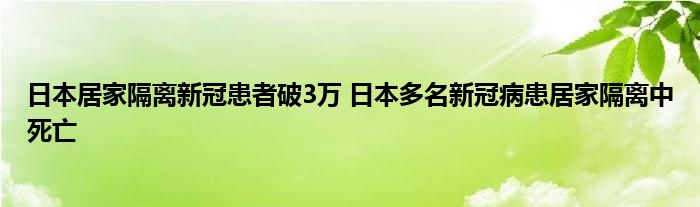 日本居家隔离新冠患者破3万 日本多名新冠病患居家隔离中死亡