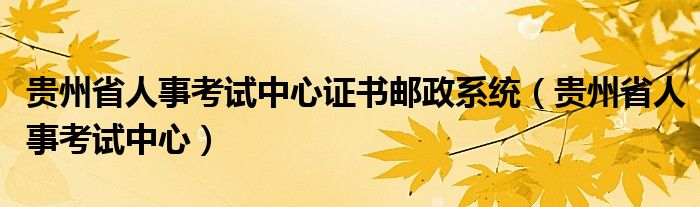 贵州省人事考试中心证书邮政系统（贵州省人事考试中心）