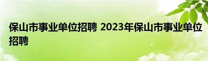 保山市事业单位招聘 2023年保山市事业单位招聘