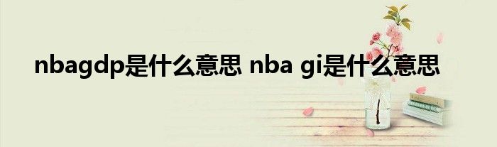 nbagdp是什么意思 nba gi是什么意思