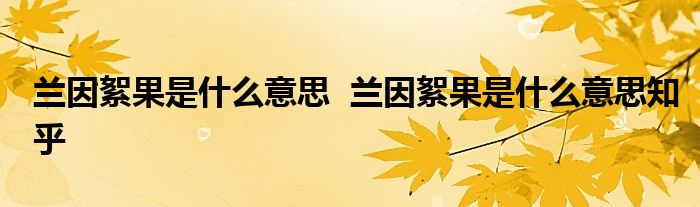 兰因絮果是什么意思  兰因絮果是什么意思知乎