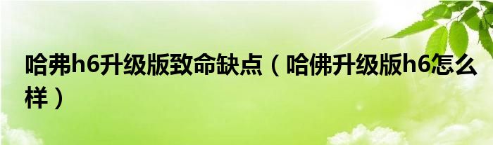 哈弗h6升级版致命缺点（哈佛升级版h6怎么样）