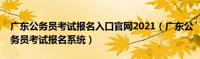 广东公务员考试报名入口官网2021（广东公务员考试报名系统）