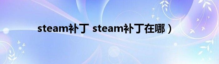 steam补丁 steam补丁在哪）