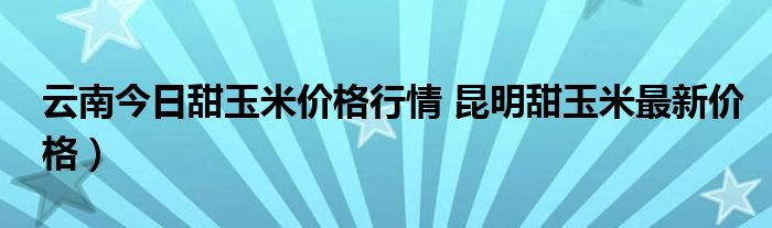 云南今日甜玉米价格行情 昆明甜玉米最新价格）