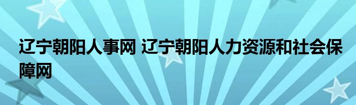 辽宁朝阳人事网 辽宁朝阳人力资源和社会保障网