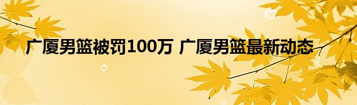 广厦男篮被罚100万 广厦男篮最新动态