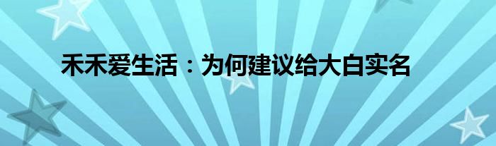 禾禾爱生活：为何建议给大白实名