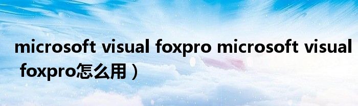 microsoft visual foxpro microsoft visual foxpro怎么用）