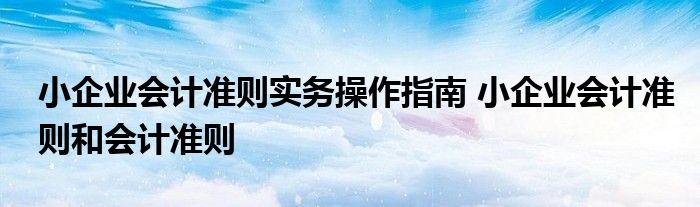 小企业会计准则实务操作指南 小企业会计准则和会计准则