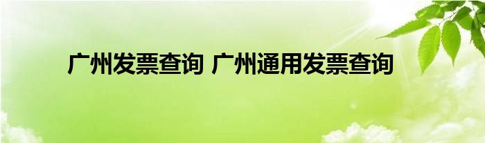 广州发票查询 广州通用发票查询