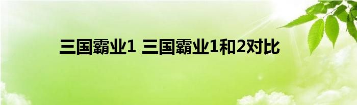 三国霸业1 三国霸业1和2对比