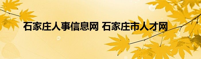 石家庄人事信息网 石家庄市人才网